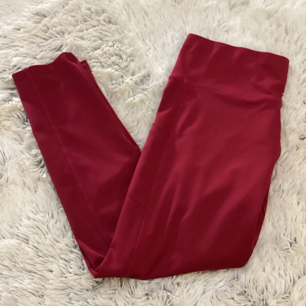 JGX high waisted activewear leggings maroon color Woman’s size XL